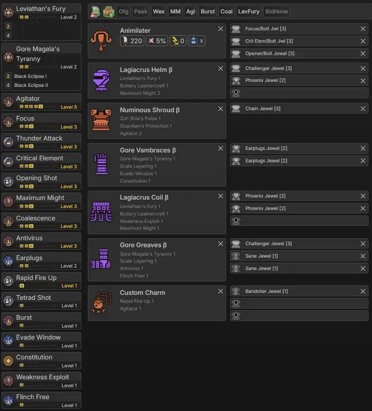 Craftable Wilds Light Bowgun Elemental Ammo Meta Set