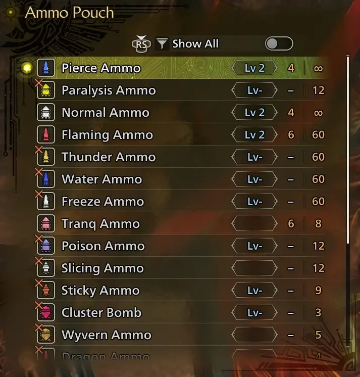 Wilds Light Bowgun Ammo Loadout