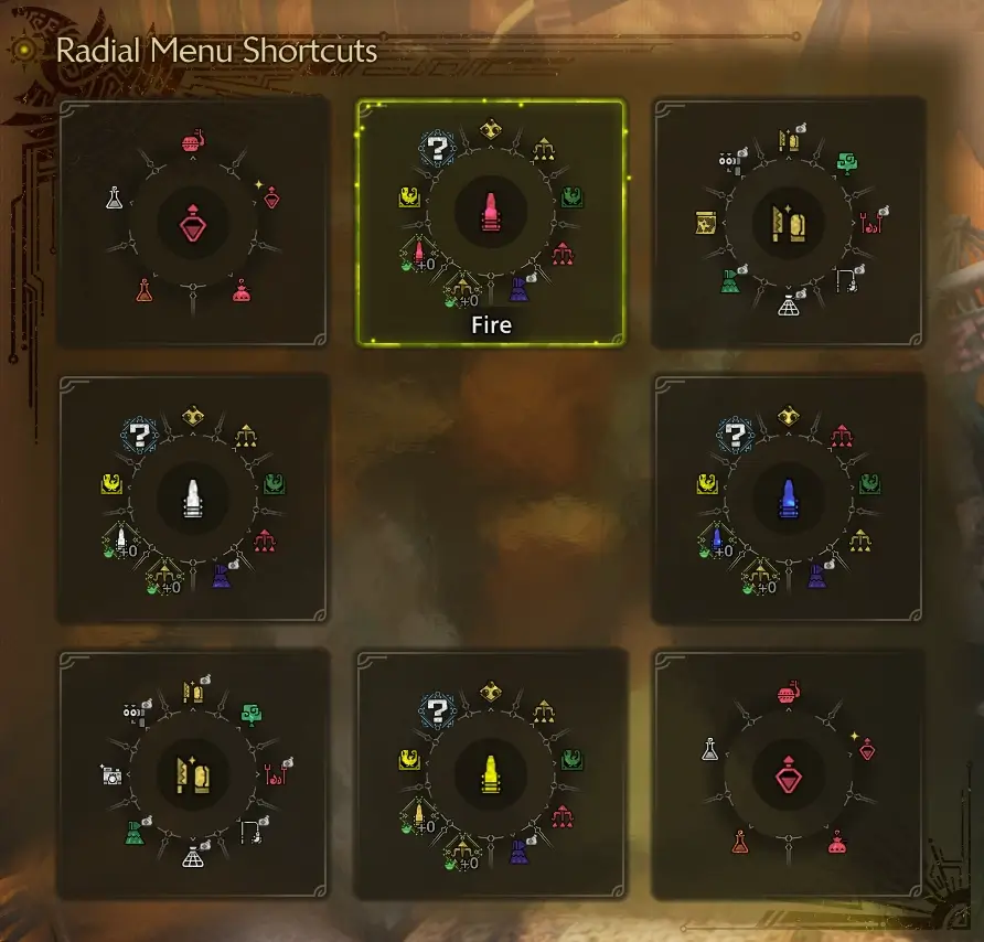 Wilds Light Bowgun Radial Menu Loadout